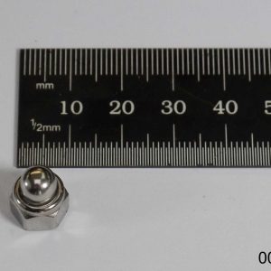 Stainless steel M6 dome nut with nyloc (jury strut attachments)