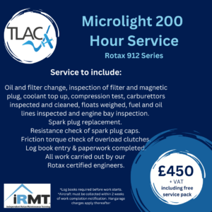 Microlight 200 Hour Service, Rotax 912, 100bhp (Shark excluded due to aircraft complexity)