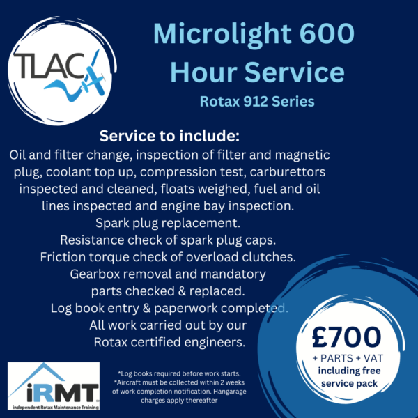 Microlight 600 Hour Service, Rotax 912, 80bhp